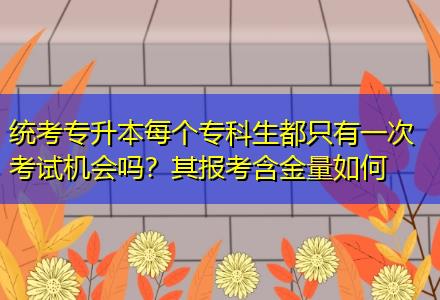 統(tǒng)考專升本每個?？粕贾挥幸淮慰荚嚈C會嗎？其報考含金量如何