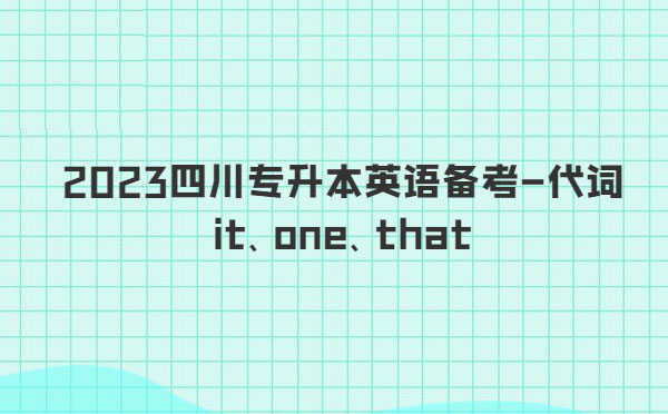 2023四川專升本英語備考-代詞it、one、that