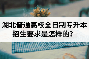 湖北普通高校全日制專升本招生要求是怎樣的？
