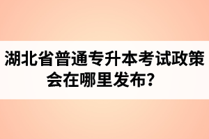 湖北省普通專(zhuān)升本考試政策會(huì)在哪里發(fā)布？以哪里的信息為準(zhǔn)？