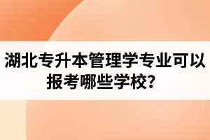 湖北專升本管理學專業(yè)可以報考哪些學校？屬于管理學的專業(yè)有哪些？