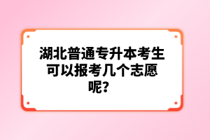 湖北普通專升本考生可以報考幾個志愿呢？