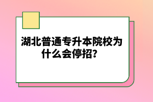 湖北普通專升本院校為什么會(huì)停招？