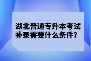 湖北普通專升本考試補錄需要什么條件？
