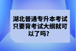 湖北普通專(zhuān)升本考試只要背考試大綱就可以了嗎？
