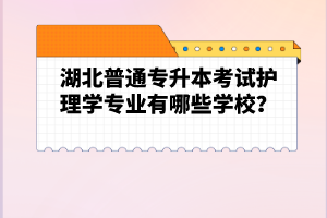 湖北普通專升本考試護理學(xué)專業(yè)有哪些學(xué)校？