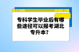 ?？茖W(xué)生畢業(yè)后有哪些途徑可以報(bào)考湖北專升本？