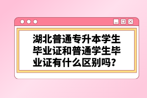 湖北普通專(zhuān)升本學(xué)生畢業(yè)證和普通學(xué)生畢業(yè)證有什么區(qū)別嗎？