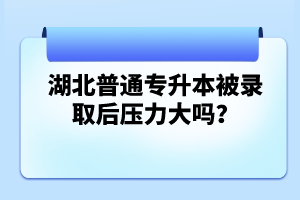 湖北普通專升本被錄取后壓力大嗎？