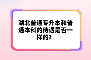 湖北普通專升本和普通本科的待遇是否一樣的？