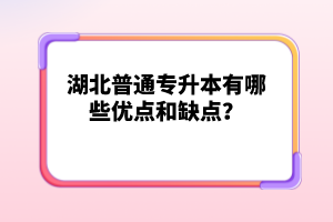 湖北普通專升本有哪些優(yōu)點(diǎn)和缺點(diǎn)？