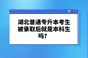 湖北普通專升本考生被錄取后就是本科生嗎？