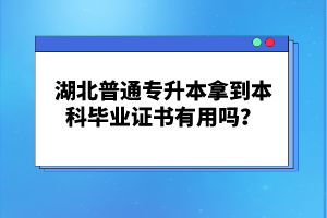 湖北普通專升本拿到本科畢業(yè)證書有用嗎？