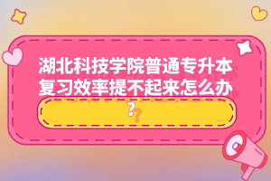 湖北科技學院普通專升本復習效率提不起來怎么辦？
