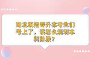 湖北統(tǒng)招專升本考生們考上了，該怎么規(guī)劃本科階段？
